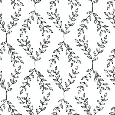 Doodle iz bırakmadan güzel çizgili yapraklar bırakıyor. Vektör arkaplanı