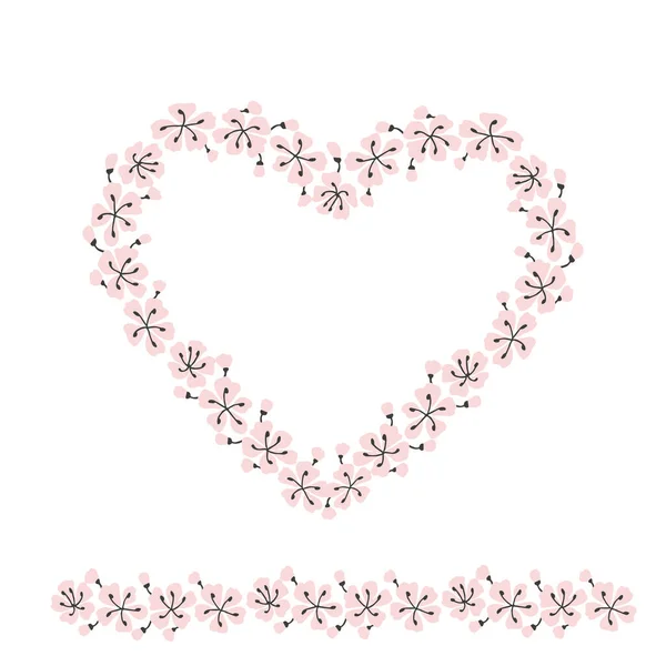 Cadre Coeur Style Caniche Pour Carte Invitation Cadre Monogramme Floral — Image vectorielle