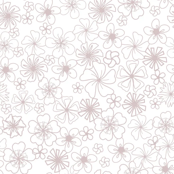 Vektor Nahtloses Muster Mit Handgezeichneten Blumen Skizzenstil — Stockvektor