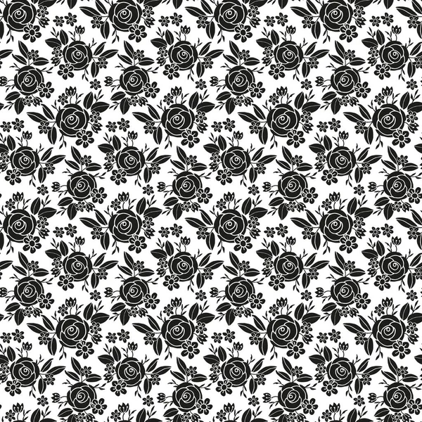 Rose Blume Nahtloses Muster Für Textildesign Monochromer Vektorhintergrund — Stockvektor