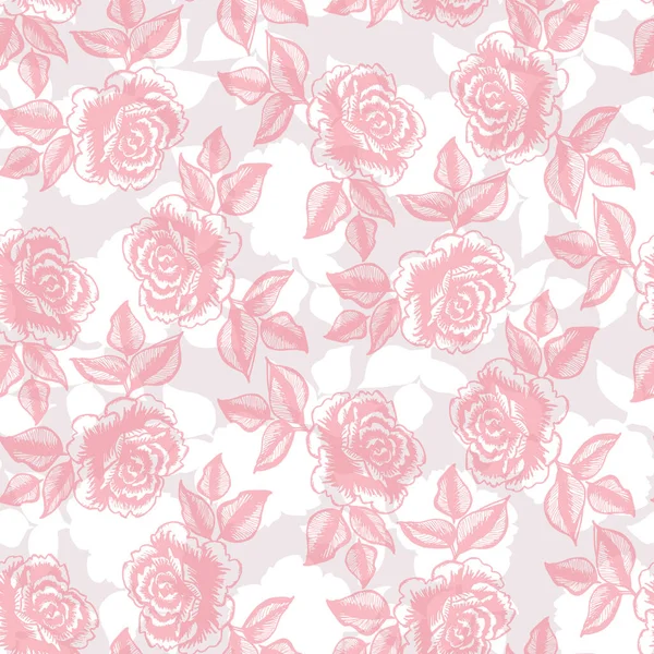 Троянди Безшовний Візерунок Текстилю Пастельний Кольоровий Фон — стоковий вектор