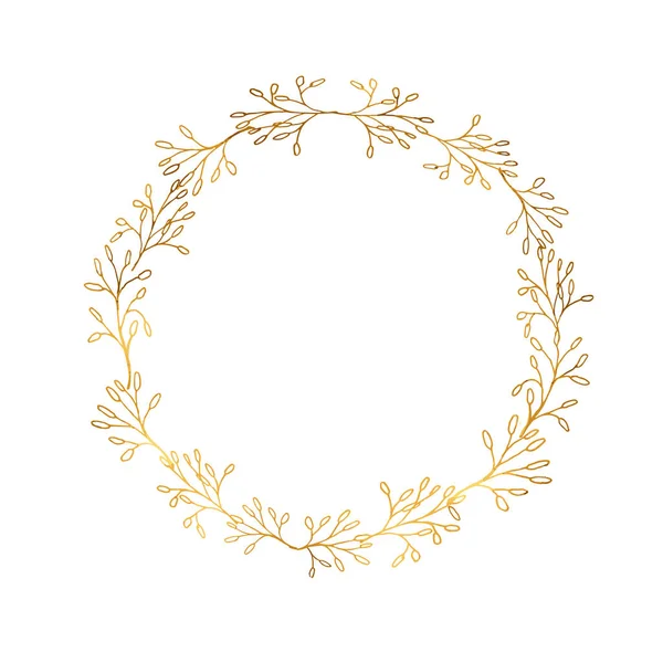 Кругом Цветочный Золотой Венок Элемент Цветочного Вектора Декора — стоковый вектор