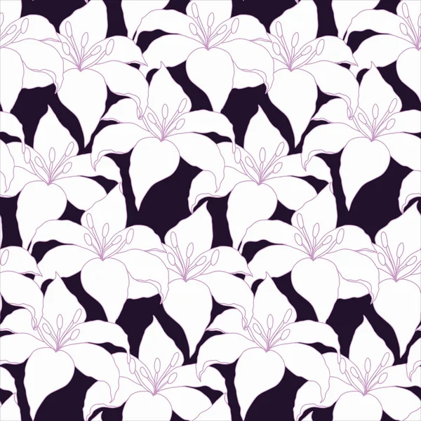 Nahtloses Muster Lily Blume Hand Zeichnung Hintergrund — Stockvektor