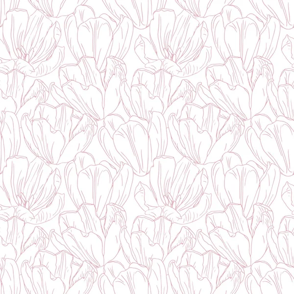 Розовый Тюльпаны Цветок Бесшовный Узор Весенний Фон — стоковый вектор