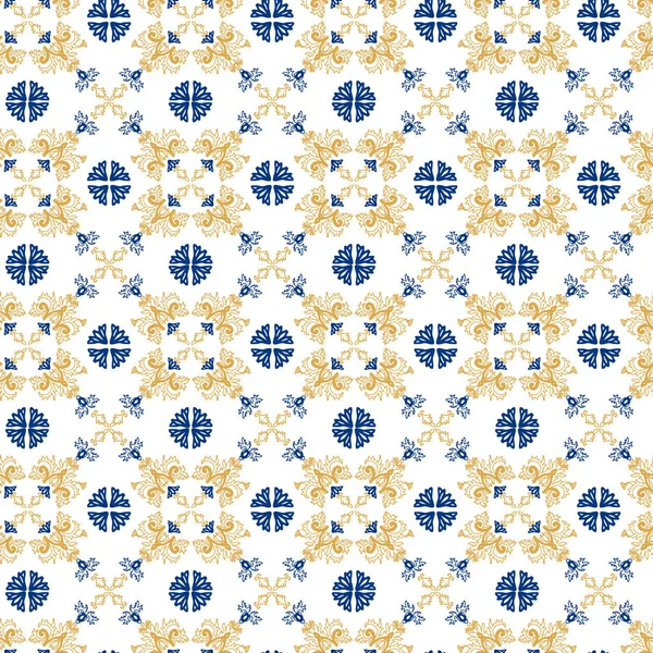 Γεωμετρία Αδιάλειπτη Μοτίβο Στην Πορτογαλία Στυλ Κίτρινο Και Μπλε Στολίδι — Διανυσματικό Αρχείο
