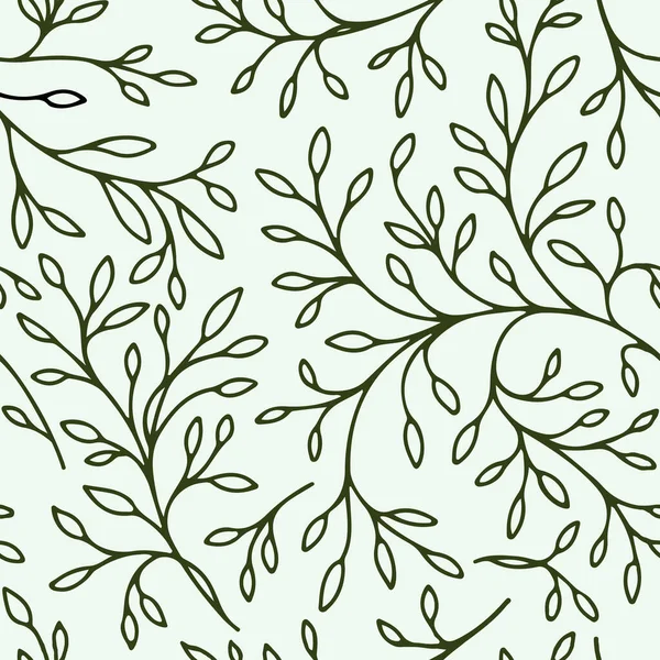 Diseño Hojas Simples Florales Hierba Boda Línea Dibujada Mano Hojas — Vector de stock