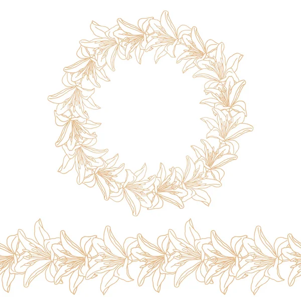 Дизайн Венка Цветка Лилии Открытки Приглашения Векторный Дизайн — стоковый вектор