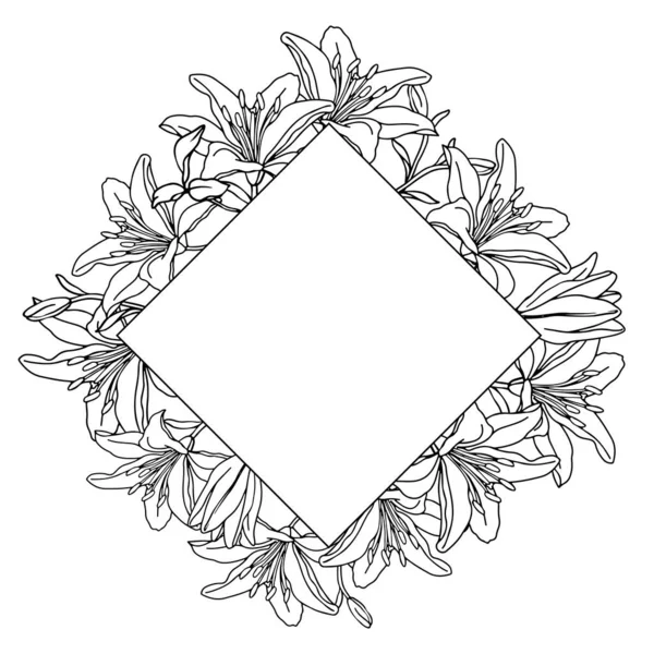 Квіткова Рука Лілії Намальована Дизайном Рамки Листівки Або Запрошення Векторний — стоковий вектор