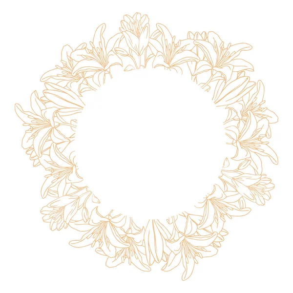 Lily Flower Head Wreath Wedding Design Cute Garland Lilies — Stock Vector
