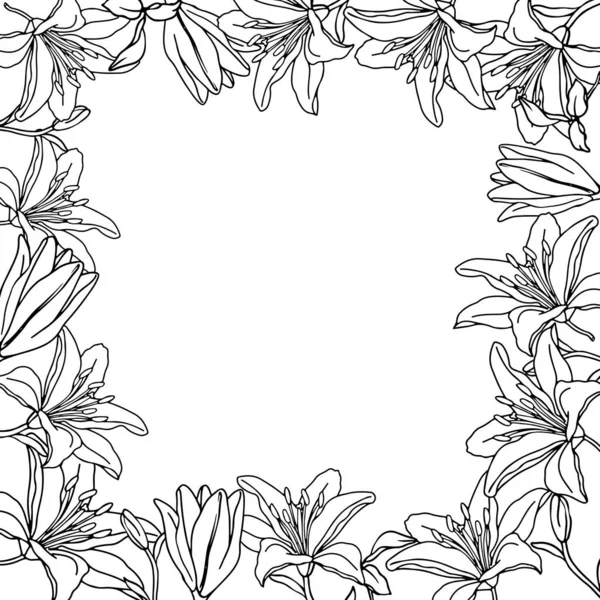 結婚式のデザインのためのユリの花の頭の花輪 ユリとかわいいガーランド — ストックベクタ