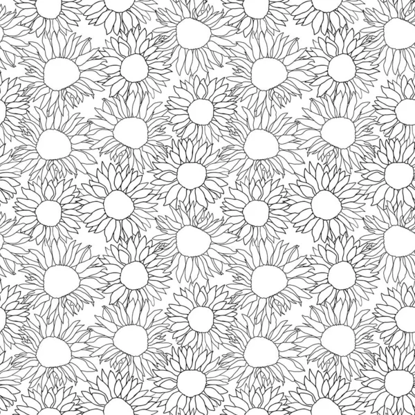 Sonnenblumenkopf Blume Nahtlose Muster Für Textil Oder Oberfläche Vektorhintergrund — Stockvektor