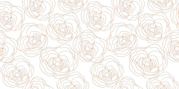 Zarte Rosenblüte Linienkunst Handgezeichnetes Design Für Die Oberflächengestaltung Goldene Rose — Stockvektor
