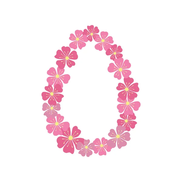 Œuf Pâques Avec Couronne Fleurs Décor Floral Pour Carte Inviter — Image vectorielle