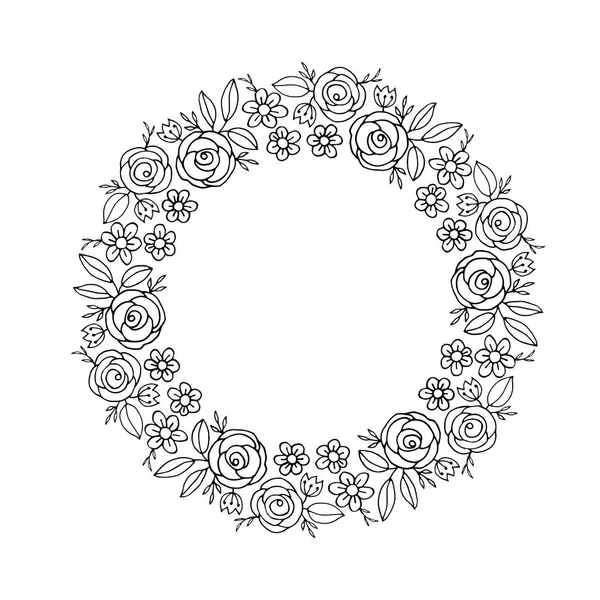 Cadre Fleurs Roses Pour Invitations Mariage Carte Cadre Floral Guirlande — Image vectorielle