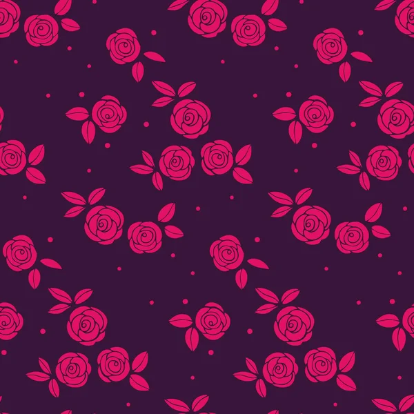 Viva Magenta Rose Mit Blättern Nahtloses Muster Für Textilien — Stockvektor