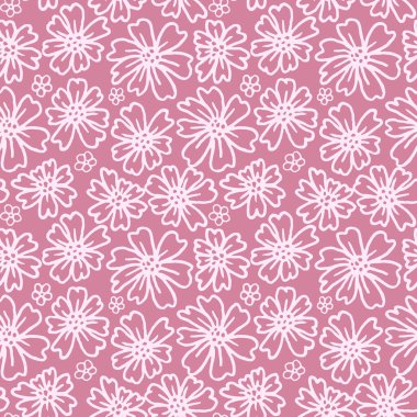 Çiçek elementleri tekstil için pürüzsüz desen. Yüzey tasarımı için çiçek karalama vektör arkaplanı