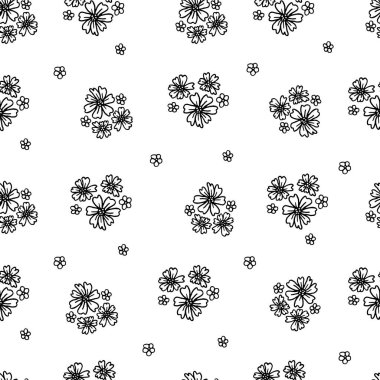 Çiçek elementleri tekstil için pürüzsüz desen. Yüzey tasarımı için çiçek karalama vektör arkaplanı