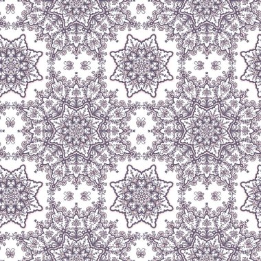 Mandala ruhu süslemeli menekşe pürüzsüz desen, vektör arkaplan