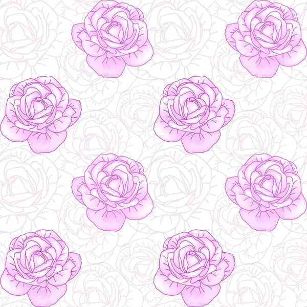Roze Rozen Bloemen Naadloos Patroon Voor Textiel Behang Vectorachtergrond — Stockvector