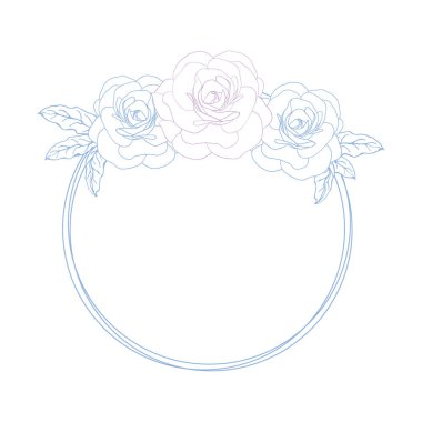 Kamelya çiçekli klasik kart. Çiçek çelengi. Çizilmiş çelenk, çiçek ve kamelya çiçekli çelenk. Yaz çiçekli tebrik kartı ya da davetiyeler. Tasarım için çiçek vektör arkaplanı