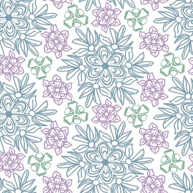 Kumaş ve tekstil için soyut, dikişsiz desen. Elle çizilmiş ögelerle vektör arkaplanı