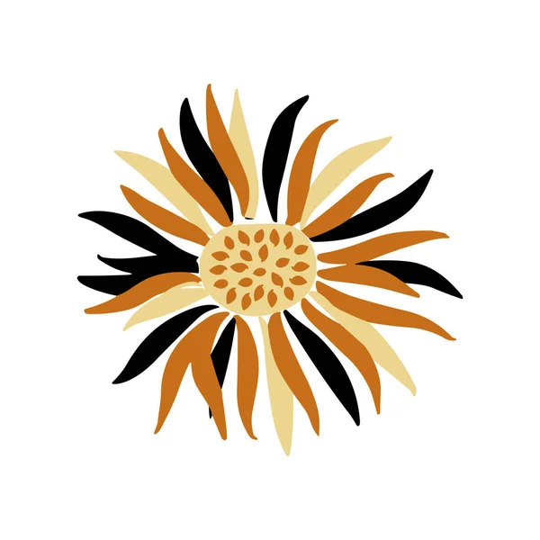 Sunflower head simple icon. Flower silhouette vector illustration. Sunflower graphic logo, hand drawn icon for decor of card or invite, isolated on white background.
