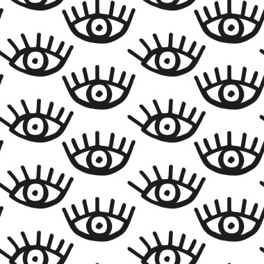 Kumaş tekstil ya da albüm için kusursuz desen. El çizimi kırmızı yalanı basit sanat simgesi. Yüzey tasarımı için siyah çizim. Vektör arkaplanı.