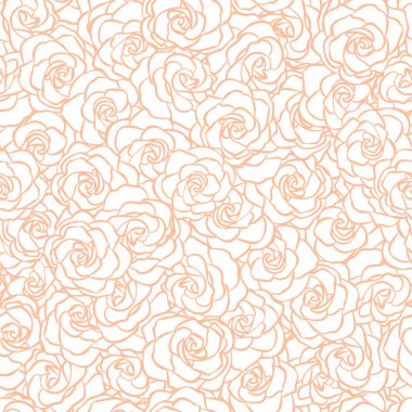 Şeftali rengi tüysüz çiçek deseni. Bahar için narin bir çiçek başı, kız işi bir arka plan. Tekstil, albüm, kumaş, duvar kağıdı, kart, davetiye için vektör monokrom illüstrasyonu