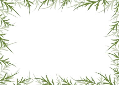 Yeşil suluboya yapraklar ve dallar sancak, el çizimi botanik çerçeve şablonu düğün davetiyesi veya kartları için, vektör arkaplan