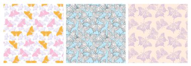 Kelebeklerin mürekkepsiz çizgileri, tekstil, kumaş, duvar kâğıdı ve albüm için arka plan oluşturur. Yüzey tasarımı için kanatlı böcekler.