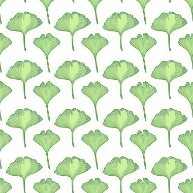 Yapraklı Ginkgo dalı, kumaş veya duvar kağıdı tasarımı için çiçek desenli vektör.