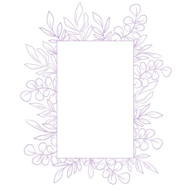 Floral wreath, greenery hand drawn leaves for design