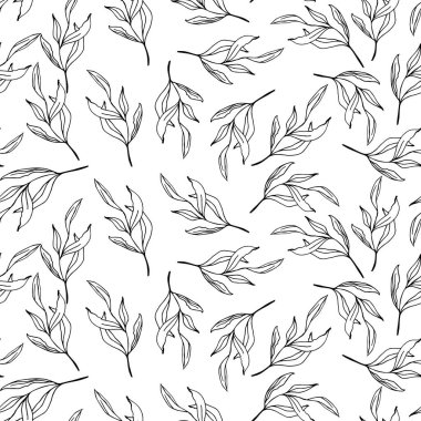 Çiçeksi yeşillik desenli, küçük çizgili sanat eserleri arka plan, tekstil ya da ambalaj kağıdı için mükemmel. Küçük siyah yapraklar içeren hassas, tekrarlayan bir desen..