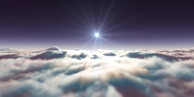 Bulutların üzerinde uçan rüya ışığı, üç boyutlu resimleme