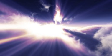 Bulutların üzerinde uçan rüya ışığı, üç boyutlu resimleme