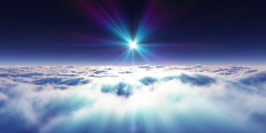 Bulutların üzerinde uçan rüya ışığı, üç boyutlu resimleme