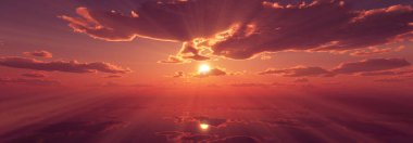 Gün batımı sakin deniz ışığı 3D çizim