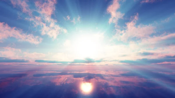 夕阳西下平静的大海阳光3D渲染插图 免版税图库图片