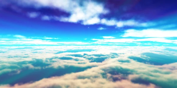 Над Хмарами Летять Ілюстрація Сонячного Променя Сонця Рендеринг — стокове фото