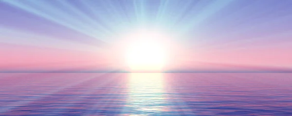Луч Солнца Заката Чистое Небо Рендеринг Иллюстрации Стоковая Картинка