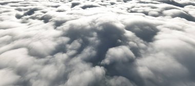 Bulutların üzerinde güneş ışını 3D görüntüleme