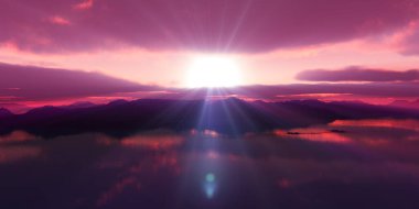 Deniz batımında adaların üzerinde, resim 3D görüntüleme