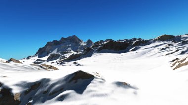 Dağ Karlı Güneş Işığı çizimi, 3D görüntüleme