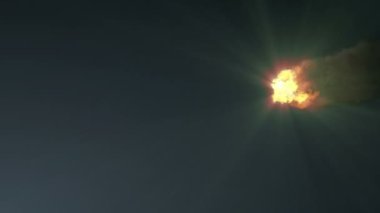Gökyüzüne düşen meteor yanıyor.