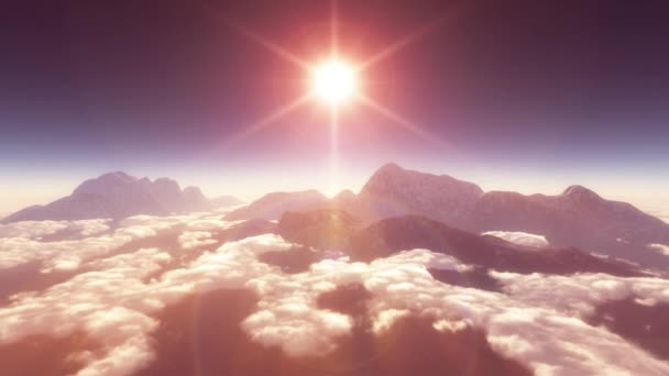 Fly Mountain Sun Ray Clouds — Wideo stockowe