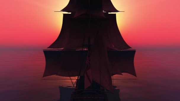 Old Ships Ocean Sunset — Stok video