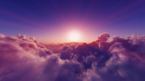 Fly Sunset Clouds Sun Ray — Stock Video
