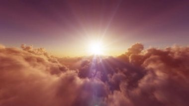 Bulutların üzerinde uç güneş ışığı 4k