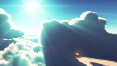 gün batımı 4 k bulutların üzerinde uçuyor