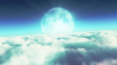 full moon above clouds day 4k